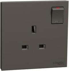 Schneider Electric Switched socket, AvatarOn C, 13A 250V, 1 gang, dark grey - Pack of 3